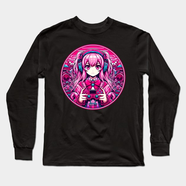 Gamer girl pink lovely Long Sleeve T-Shirt by Japanese Fever